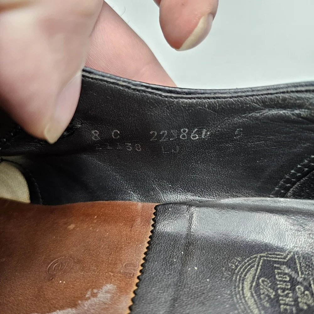 Florsheim Imperial Mens Size 8 C VTG Black Pebbled Leather Monk Strap Shoes READ